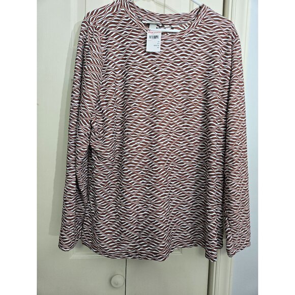 Brown & White Wave Pattern Long-Sleeve Shirt 2X - Picture 1 of 5